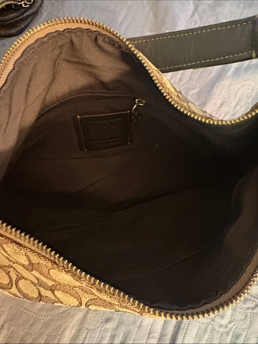 Coach Signature Canvas Shoulder Bag in Beige and Brown